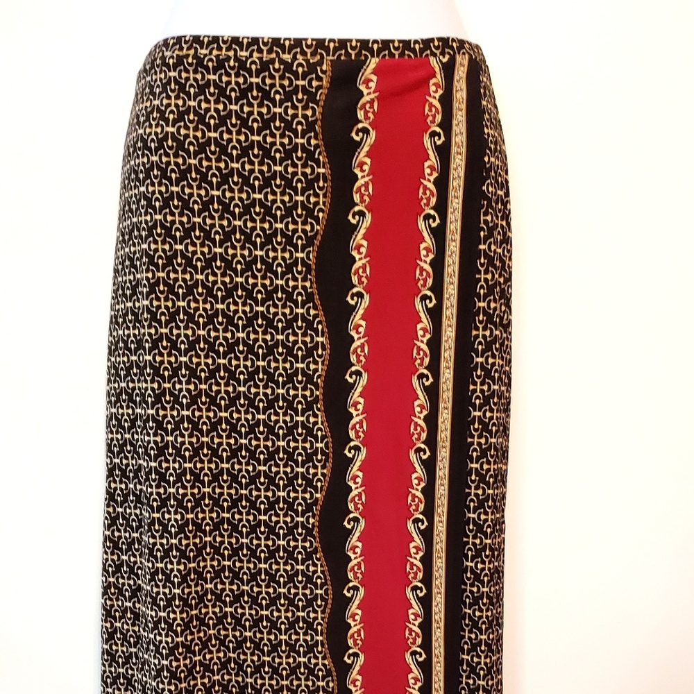 TALBOTS Size S Wrap Long Straight Skirt Black Brow